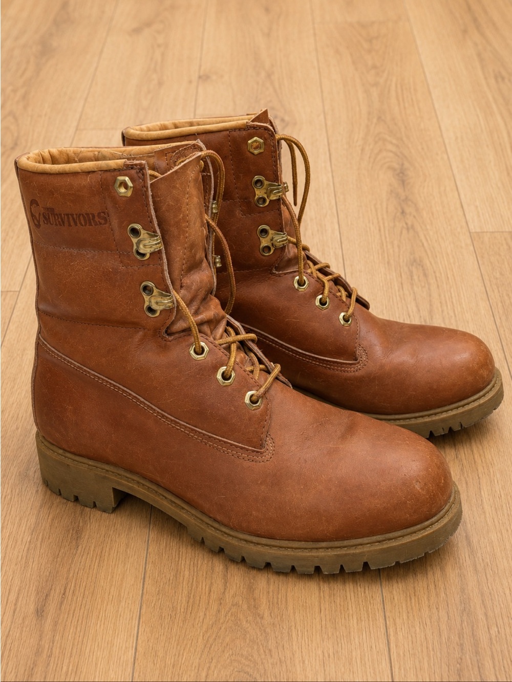 VINTAGE Survivors Men’s 7M Genuine Leather Work Boots Brown